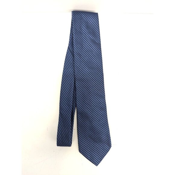 Daniel Cremieux Men Silk Necktie Two Tone Blue Narrow Stripe Standard 60 Inch - Picture 1 of 6